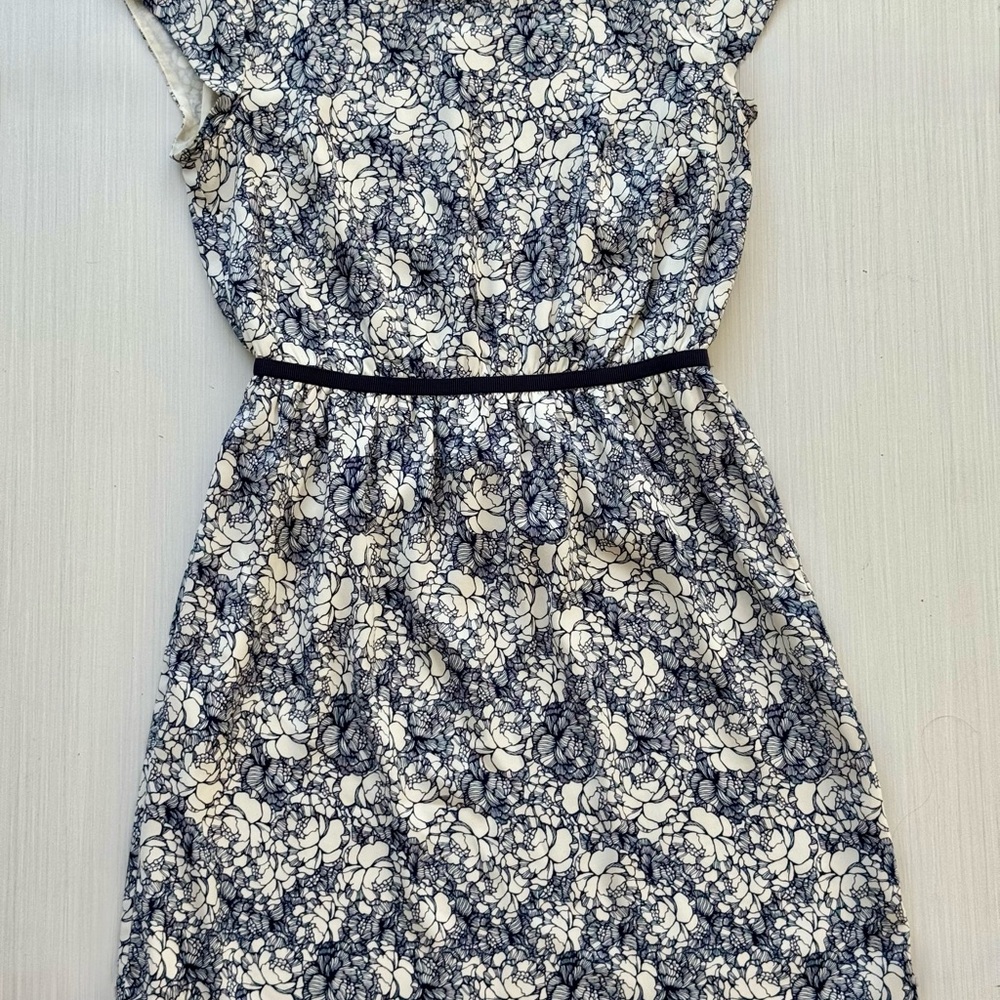 Ann Taylor Loft Navy and White Floral Dress